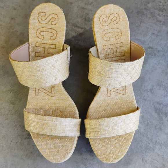 Schutz Tarla Platform Wedge Sandals Womens 8.5B Straw Raffia Tropical Vacation - Picture 7 of 15